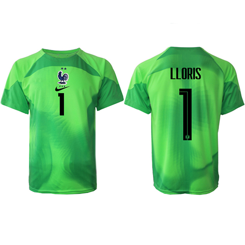 Camiseta Francia Hugo Lloris #1 Portero Visitante Equipación Mundial 2022 manga corta